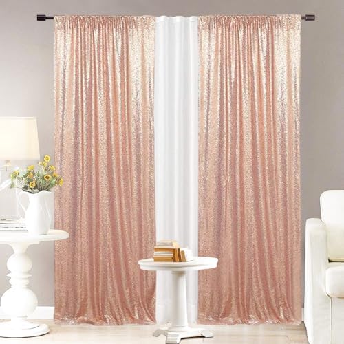 Eternal Beauty Rose Gold Sequin Backdrop Curtains, 4 Panels 2x8FT - Image 5