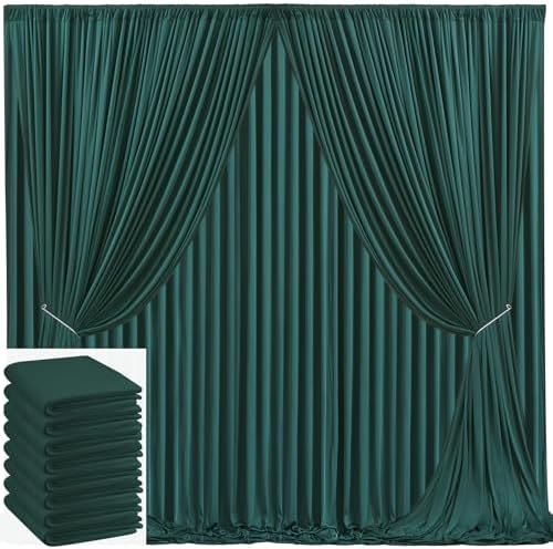 40x10ft Hunter Green Backdrop Curtain for Wedding Parties Wrinkle Free Fabric Dark Green Drapes Backdrop Decoration for Baby Shower Birthday Photography Decoration 8 Panels, 5ft x 10ft by Gogoparti