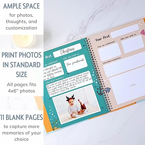 Baby's First Year Book, Gender-Neutral Ocean Baby Memory Book and Keepsake - Image 6