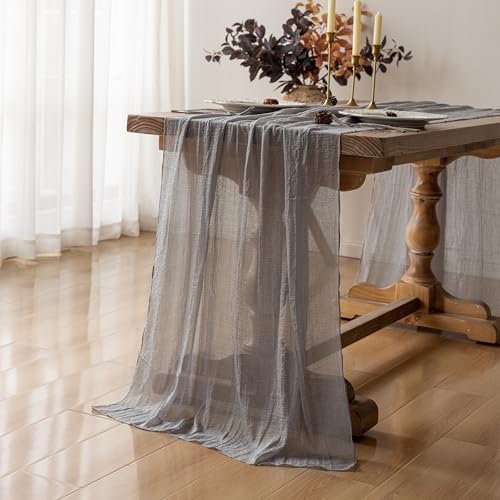 6Pcs Grey Cheesecloth Table Runner 120 Inches for Party Home Decorations - Image 2