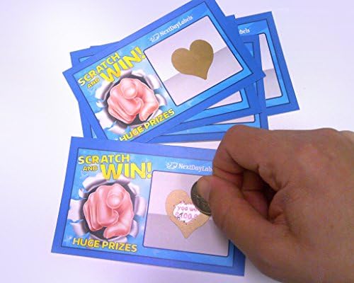 (1-1/4 Heart Shape Gold - 500) Scratch Off Labels Stickers, Designed to Create Your own Scratch-Off Cards, Raffles, Promotions, Wedding, Fun, Games etc. - Image 3