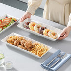 MALACASA 3 Tier Serving Trays, White Porcelain Serving Platters, 14 Inch - Image 6