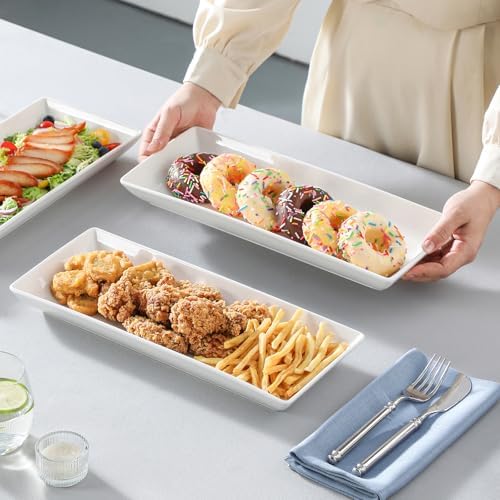 MALACASA 3 Tier Serving Trays, White Porcelain Serving Platters, 14 Inch - Image 6