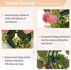 NUPTIO Artificial Flowers Candle Rings - 6 Pcs 14 inch Diam Large Pink & White Fake Roses Wreath Wedding Centerpieces for Tables Spring Summer Wreath for Front Door Weddings Party Ceremony Decor - Image 5