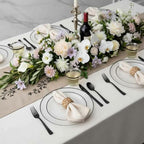 NOCCUR 350PCS Clear and Black Plastic Plates - Disposable Dinnerware Set for 50 Guests Include 100 Dinner/Dessert Plates,150 Black Cutlery,50 Cups&50 Napkins Ideal for Party/Birthday/New Year - Image 5