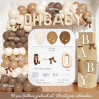 Costova Coffee Baby Shower Party Decorations – 120 Pcs A Baby Is Brewing Party Supplies with Balloon Garland, Banner, Backdrop, Tablecloth, Cake & Cupcake Toppers, Boxes, Badges, Sash, Poster - Image 3