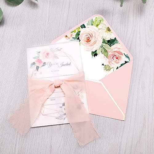 DORIS HOME 25PCS Fill-in Invitations Cards, Pink Flower - Image 2