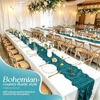20 Pack Teal Table Runner 17 x 108inch Cheesecloth Table Runner Rustic Boho Gauze Sheer Fabric Cheese Cloth Table Runners for Wedding Party Bridal Baby Shower Birthday Spring Table Decor - Image 6