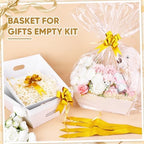 5 Pack Baskets For Gifts Empty, 10x12” White Gift Basket Kit with Clear Bags Gold Bows 200g Crinkle Cut Paper Empty Gift Baskets to Fill Large Gift Baskets for Christmas, Birthdays, Holidays, Weddings - Image 4