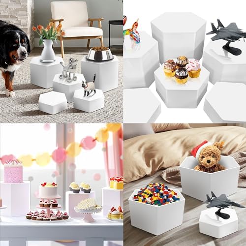 6 Pcs Buffet Risers, Dessert Stands Acrylic, Food Risers for Buffet, Jewelry Showcase, Riser Display Cases, Acrylic Display Base, White - Image 6
