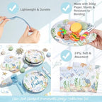 Hombae Sea You Soon Baby Shower Decorations – 177 PCs Under the Sea Baby Shower Party Supplies with Plates Hanging Swirls Banner Tablecloth Cake Topper Cupcake Toppers Cups Forks Straws Napkins - Image 3