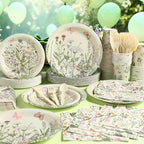 400 Pcs Wild Floral Disposable Paper Plates Napkins Cups Serve 50 Watercolor Floral Tableware Set for Spring Wedding Tea Party Decoration Bridal Baby Shower(Vintage Color, Classic Style) - Image 4