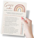 Printed Party Baby Shower Game Set – 4 Games & Activities for 30 Guests, Includes Bingo, Emoji Guessing, Price is Right, and Guess Who Trivia, Boho Rainbow Theme for Baby Girl (Pack of 2) - Image 2
