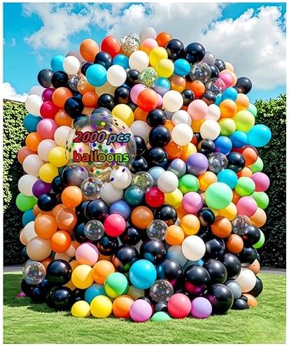 2000 Pcs Balloons Bulk 12 inch Assorted Colors Rainbow Latex Balloon 12 Colors, for Wedding, Graduation, Birthday Party Various Event Decorations by YFLIUBAI