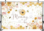 Mocsicka Mommy to Bee Baby Shower Backdrop Bee Theme Honeycomb Baby Shower A Sweet Little Honey Bee is On The Way Gender Reveal Party Decorations Party Decorations Cake Table Banner (10x8ft) - Image 3
