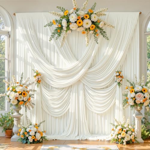 20ft x 10ft Ivory Backdrop Curtains, Ivory Cream Drapes for Backdrop Fabric - Image 6