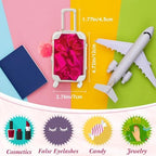 LemonRoad 60 Pcs Mini Empty Suitcase Box with Plush Keychain, Rose Red - Image 2