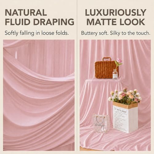 10ftx10ft Dusty Pink Backdrop Curtain for Wedding Parties, Wrinkle Free Silky Polyester 2 Panels Draping Fabric Photo Backdrop Drapery Back Drop Cloth for Birthday Photography Background Photoshoot - Image 4