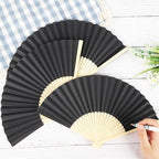 WAYASDCU 100pcs Paper Fans Handheld Folding Fans Bulk Fans for Line Dancing Bulk Black Wedding Fans Folding Fans Handheld for Guest Dancing Party DIY Craft Photo Props Wall Decoration - Image 4