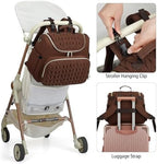 Small Diaper Bag Backpack Quilted Mini Baby Crossbody Diaper Bag Tote for Mom and Baby Girls Boys (Brown) - Image 5