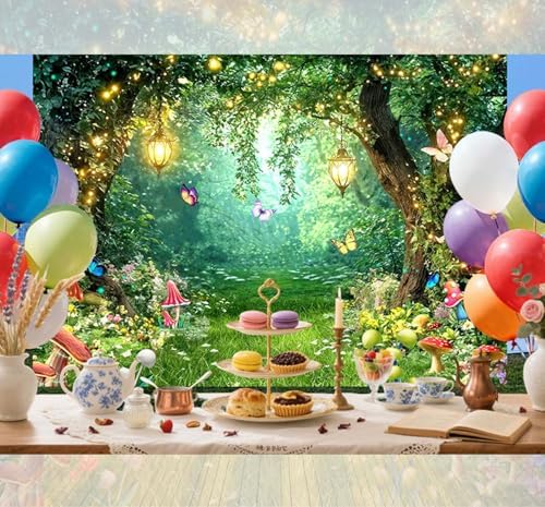 Enchanted Fairytale Forest Backdrop for Photography Fairy Tale Wonderland Garden Backdrops for Photoshoot, Mushroom Butterfly Woodland Party Decorations Photo Booth Studio Props Backdrops 20X10FT - Image 5