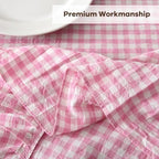Pink White Gingham Tablecloth Round Dia.90” - Image 6