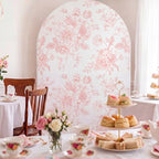 Tegeme Pink Floral Arch Cover 6.6ft Stretchy Party Arch Backdrop Cover - Image 4