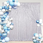 Silver Backdrop Curtains 2 Pieces 5FTx10FT Sequin Backdrop Decor for Party Wedding Christmas Background - Image 6