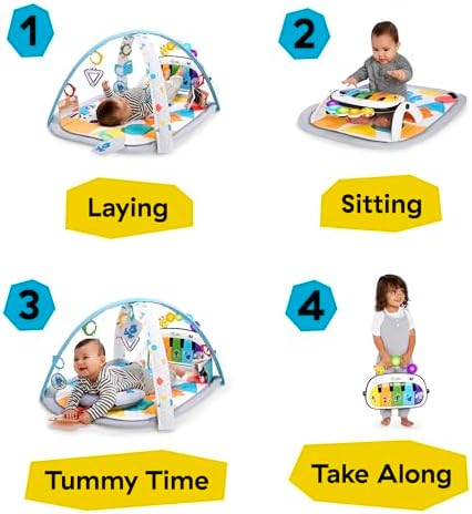 Baby Einstein 4-in-1 Kickin' Tunes Music and Language Play Gym and Piano Tummy Time Activity Mat - Image 3