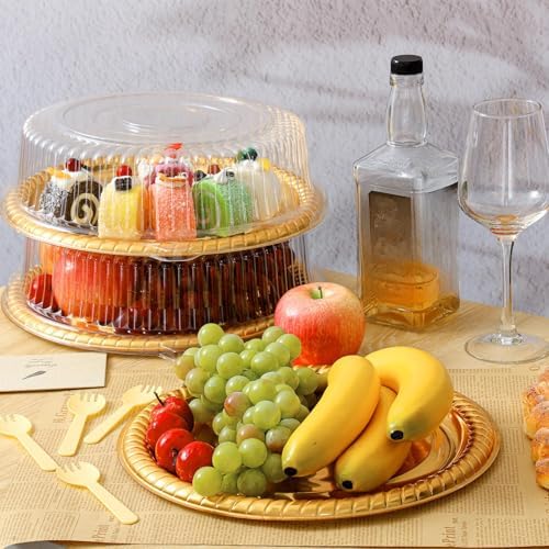 6 Pack Disposable Catering Trays with Lids for Party, 12 Inch, Gold, Yellow - Image 4