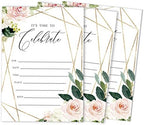 Pack of 30, Its Time to Celebrate Join Us Invitations with Envelopes, Geo Blush Floral Greenery Watercolor Invites for Your Wedding, Bridal Shower Engagement Party, Birthday 5 X 7 Inches by Inkdotpot