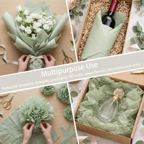1000 Sheets Sage Green Tissue Paper Bulk, 20"X14" - Image 5