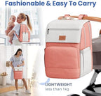 PILLANI Baby Diaper Bag Backpack - Toddler Backpack - Baby Bag for Girls & Boys, Large Waterproof Diaper Backpack - Diaper Bags with Changing Pad, Best Baby Shower Gifts - Stylish Pink Cute Diaper Bag - Image 6