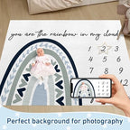 Personalized Baby Monthly Milestone Blanket Boy or Girl - Rainbow Months Blanket with Wood Frame and Newborn Wooden Sign - Growth Chart Milestone Blanket 1-12 Month Milestones(FixedSize) - Image 2