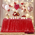 Poise3EHome Red Sequin Tablecloth 90×156 Inch Rectangle Sparkly Fabric Table Cloth for Birthday Wedding Christmas Party Holiday Baby Shower Decoration by Poise3EHome