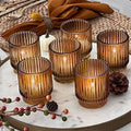Kate Aspen 24PCS Vintage Ribbed Amber Glass Tealight & Votive Candle Holders, Fall Decor, Boho Decor, Shelf Decoration for Wedding, Bachelorette, Bridal Shower & Anniversary by KateAspen