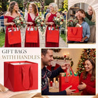 Windyun 50 Pcs Square Paper Gift Bags with Handle 10 x 10 x 10'' Large Favor Bag with DIY Thank You Tag for Wedding Christmas Bridal Shower Bridesmaid Birthday Party (Red) - Image 7