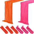 6 Pcs Hot Pink and Orange Cheesecloth Table Runners 118" by Windkream