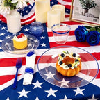 SUT 175 Pcs Blue and Clear Plastic Dinnerware Set for 25 Guests, Include: 25 Dinner Plates, 25 Dessert Plates, 25 Pre Rolled Napkins With Silverware, 25 Cups, Disposable Plates for Party, Wedding - Image 4