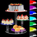 Cake Stand with Rechargable LED Light, Round Light Up Cupcake Stand, Cupcakes and Cakes Comb for 8-12 Inch Cakes, Tiered Cake Tree Tower, Clear Dessert Display Stand for Wedding Birthday Party by YestBuy