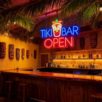 Tiki Bar Neon Sign, Tiki Bar Open Led Neon Light Signs for Wall Decor Hawaii Luau Party Outdoor Decorations for Pub Bistro Night Club Home Man Cave Gift Dimmable USB Powered Red(16.9"*11.4") - Image 2