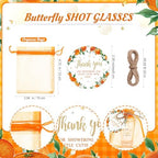 Funnymoom 50 Sets Little Cutie Baby Shower Party Favors Little Cutie is On Her Way Acrylic Clear Shot Glasses with Thank You Cards and Gift Bags Orange Theme Birthday Tangerine Party Supplies - Image 3