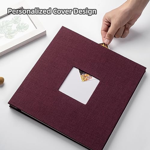 HoneyTolly Large Photo Album Self Adhesive, DIY Scrapbook Album for 3x5 4x6 8x10 Pictures, 60 Pages Linen Cover Memory Book, Ideal Gift for Family Wedding Baby Christmas Anniversary(Purple) - Image 2