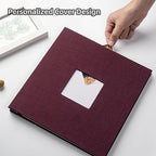 HoneyTolly Large Photo Album Self Adhesive, DIY Scrapbook Album for 4x6 8x10 10x12 Pictures, 60 Pages Linen Cover Memory Book, Ideal Gift for Family Wedding Baby Christmas Anniversary(Purple) - Image 2