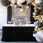 QueenDream Rectangle Black Table Skirts Tulle Table Skirting 14ft Tutu Table Cover for Round Rectangle Tables Baby Shower Home Decoration - Image 3
