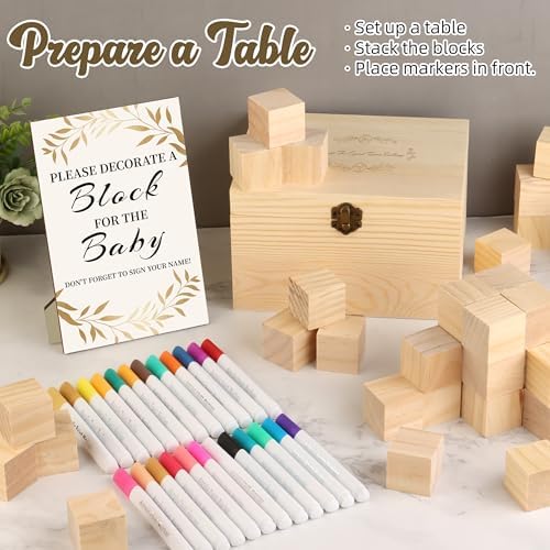 wookidel 72PCS Baby Shower Games Kit, Baby Blocks for Baby Showe - Image 4