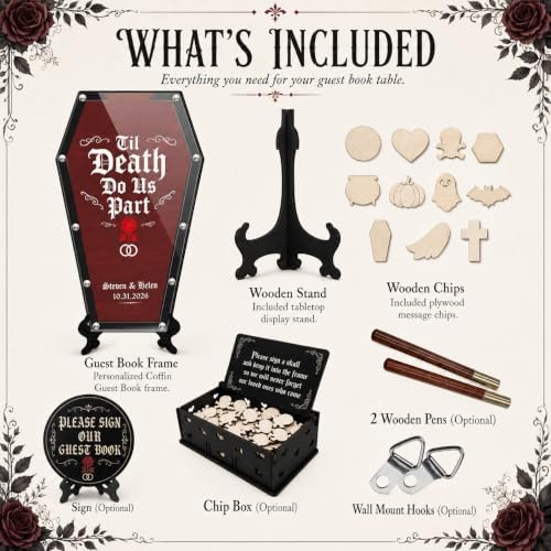 Custom Halloween Wedding Guest Book Alternative, Gothic Coffin Frame - Image 6