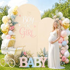 Set of 2 Wedding Arch Cover 6ft 7.2ft Beige Arch Cover Chiara Backdrop Covers Spandex Fitted Arched Stand Covers Balloon Arched Covers Stretchy Backdrop for Baby Shower Party Wedding Ceremony Decor - Image 4