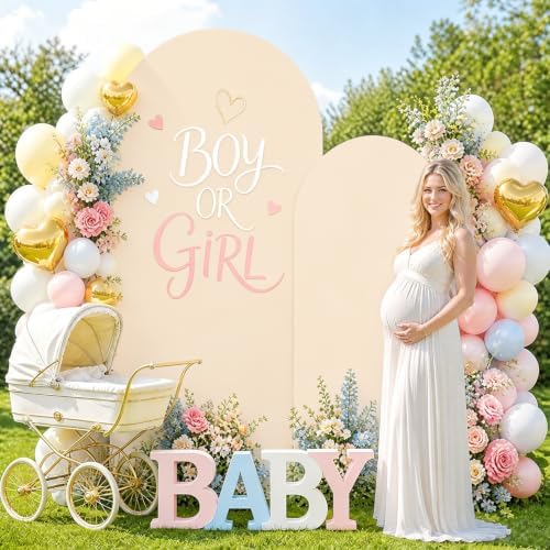 Set of 2 Wedding Arch Cover 6ft 7.2ft Beige Arch Cover Chiara Backdrop Covers Spandex Fitted Arched Stand Covers Balloon Arched Covers Stretchy Backdrop for Baby Shower Party Wedding Ceremony Decor - Image 4