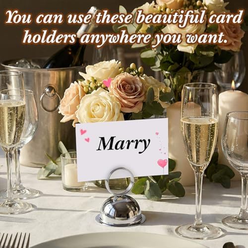 MorningRo 24 Pcs Table Number Stands, Metal Place Card Holders, Silver - Image 5